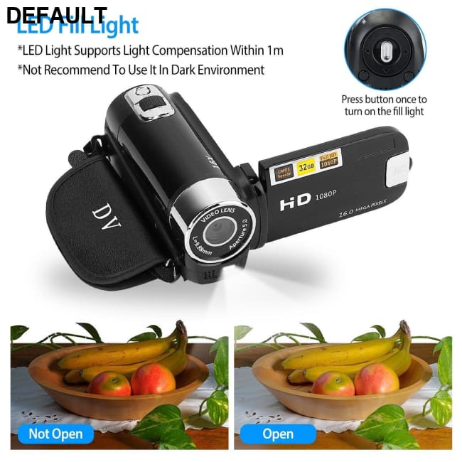 HD 1080P Digital Video Camcorder 2.7in 16X Zoom DV Camera 270° Rotation Rechargeable Kid w/Fill Light Selfie Camcorders