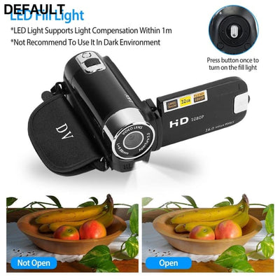 HD 1080P Digital Video Camcorder 2.7in 16X Zoom DV Camera 270° Rotation Rechargeable Kid w/Fill Light Selfie Camcorders