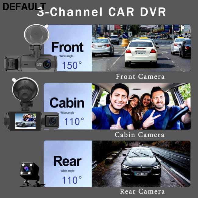 HD 1080p Driving Recorder Three-lens Same Display Car DVR Cameras Dash Video