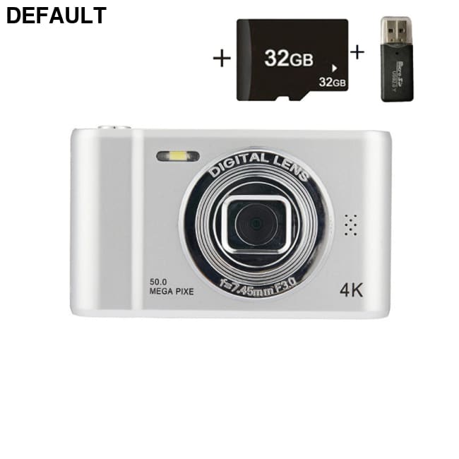 HD D04 Digital Retro Camera Portable Campus Entry Small CCD Silver standard + 32GB memory card + card reader Cameras