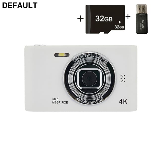 HD D04 Digital Retro Camera Portable Campus Entry Small CCD White standard + 32GB memory card + card reader Cameras