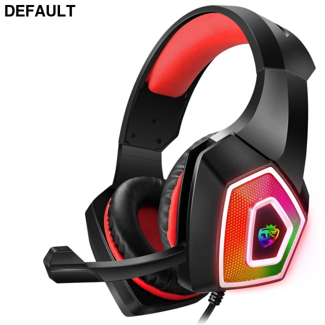 Head mounted gaming headphones colorful RGB wired computer Black and Red Headsets