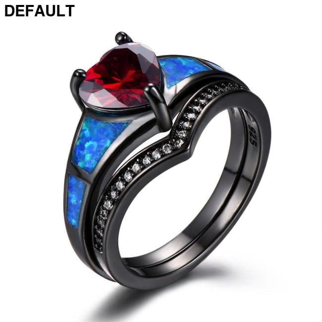 Heart Fire Opal Rings For Women Vintage Fashion Jewelry Red / 5 Sterling Silver
