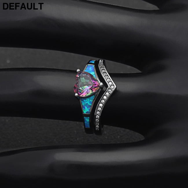 Heart Fire Opal Rings For Women Vintage Fashion Jewelry Sterling Silver