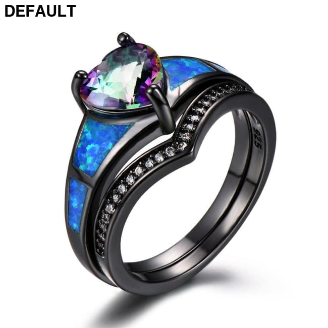 Heart Fire Opal Rings For Women Vintage Fashion Jewelry xuan cai / 5 Sterling Silver