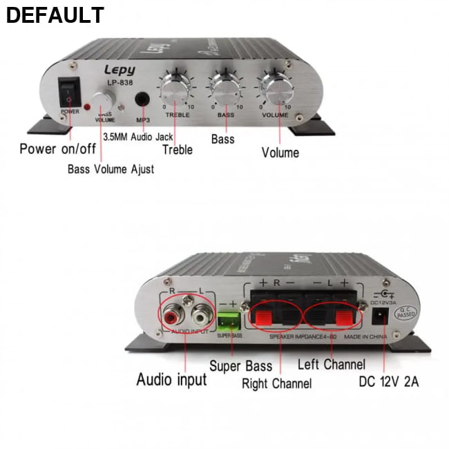 Hi-Fi 2.1 LP-838 Power Car Amplifier for Motorbike Home MP3 Amplifiers Motor Vehicle