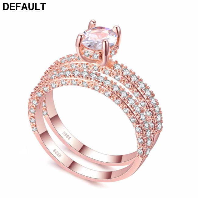 High quality Rose Gold White Women Fashion AAAA Cubic Sterling Silver Rings