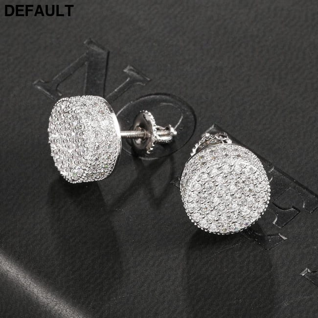 Hip HOP 1Pair Micro Full Paved Rhinestone Round Zircon CZ Silver / China Men Earrings
