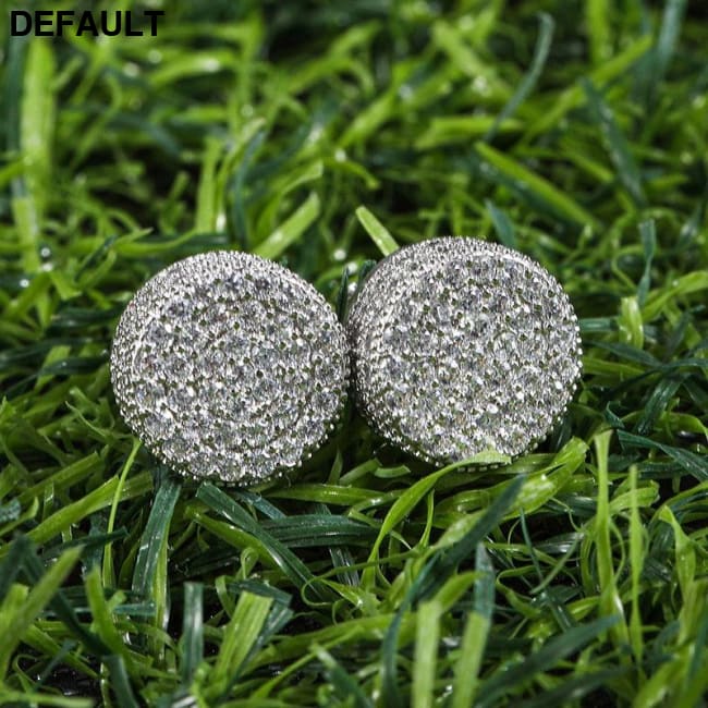 Hip HOP 1Pair Micro Full Paved Rhinestone Round Zircon CZ Stone Bling Iced Out Stud Earring Copper Earrings For Men