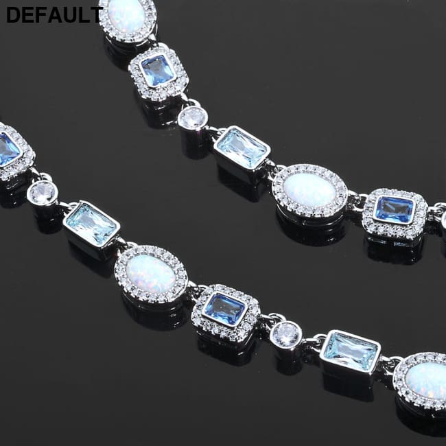 Hip-hop 6mm Snap-clasp Bracelet With Blue Zircons Sterling Silver Bracelets