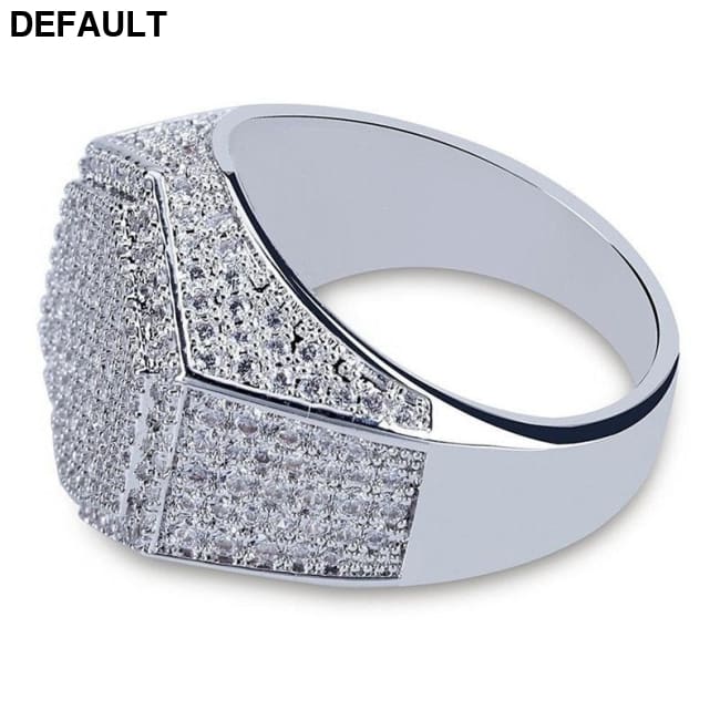 Hip Hop Fashion Rings Copper Gold Silver Color Iced Out Bling Micro Pave Cubic Zircon Geometry Ring Charms For Men gift