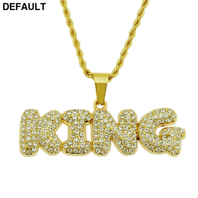 Hip Hop Men’s Diamond Alphabet King Pendant Necklace Rock Golden / CN Men Necklaces Sterling Silver