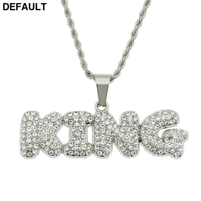 Hip Hop Men’s Diamond Alphabet King Pendant Necklace Rock Silver / CN Men Necklaces Sterling