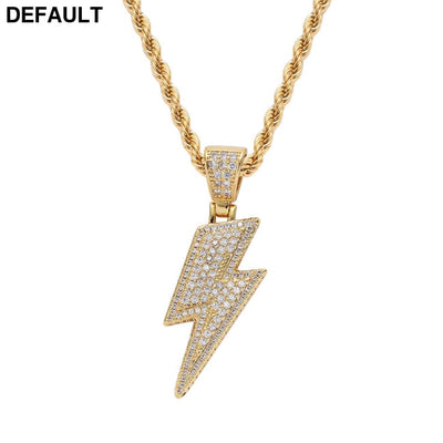 Hip Hop Necklace Lightning Pendant Micro Set Zircon Men’s Jewelry Men Necklaces Sterling Silver