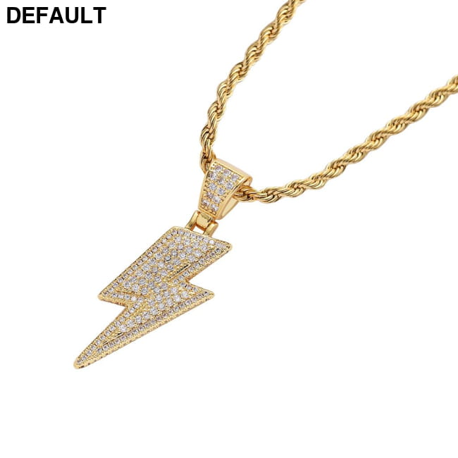 Hip Hop Necklace Lightning Pendant Micro Set Zircon Men’s Men Necklaces Sterling Silver