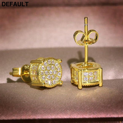 Hiphop Micro pave Lab Diamond Stud Earring Real 925 Sterling Silver Party Wedding Earrings for Women men Anniversary