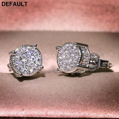 Hiphop Micro pave Lab Diamond Stud Earring Real 925 Sterling Silver Party Wedding Earrings for Women men Anniversary