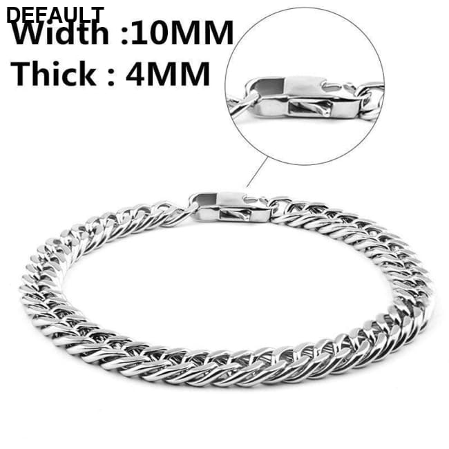 HNSP Punk 10MM Cuba Chain Bracelet For Men Male Stainless Steel Bracelets Gift wholesale 18cm
