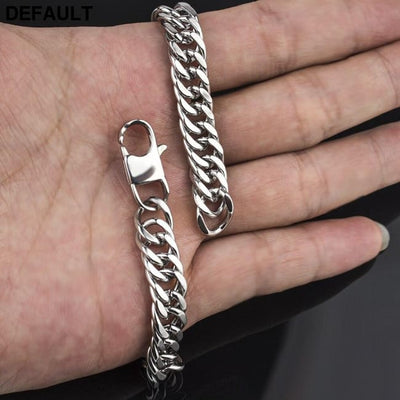 HNSP Punk 10MM Cuba Chain Bracelet For Men Male Stainless Steel Bracelets Gift wholesale