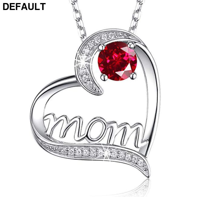 Hollow Heart-Shaped Inlaid Rhinestone Mom Pendant Necklace Chic Design Mother’s Day Gift For Women Mother Daughter Red