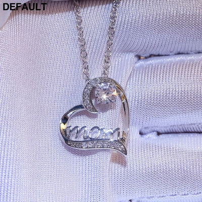 Hollow Heart-Shaped Inlaid Rhinestone Mom Pendant Necklace Chic Design Mother’s Day Gift For Women Mother Daughter