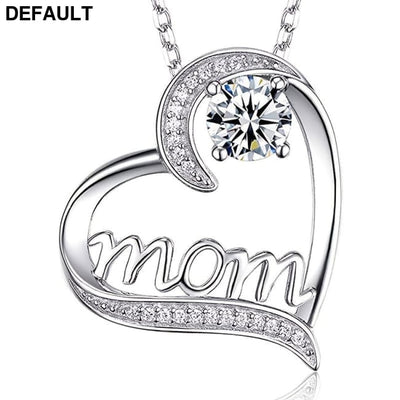 Hollow Heart-Shaped Inlaid Rhinestone Mom Pendant Necklace Chic Design Mother’s Day Gift For Women Mother Daughter