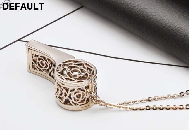 Hollow Rhinestone Whistle Pendant Necklace Stainless Steel for Elegant Womens; Gold Sterling Silver Necklaces