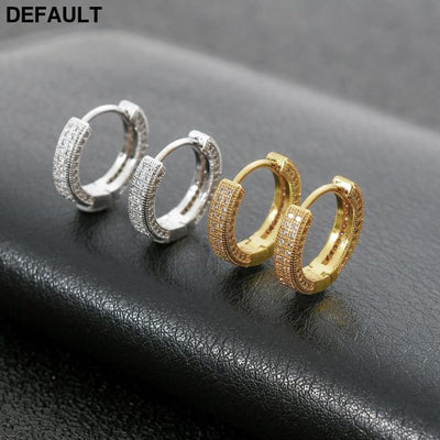 Hoop Earrings Micro Encrusted Zircon Stud Bling Hip Hop For Men And Women BESES037-gold