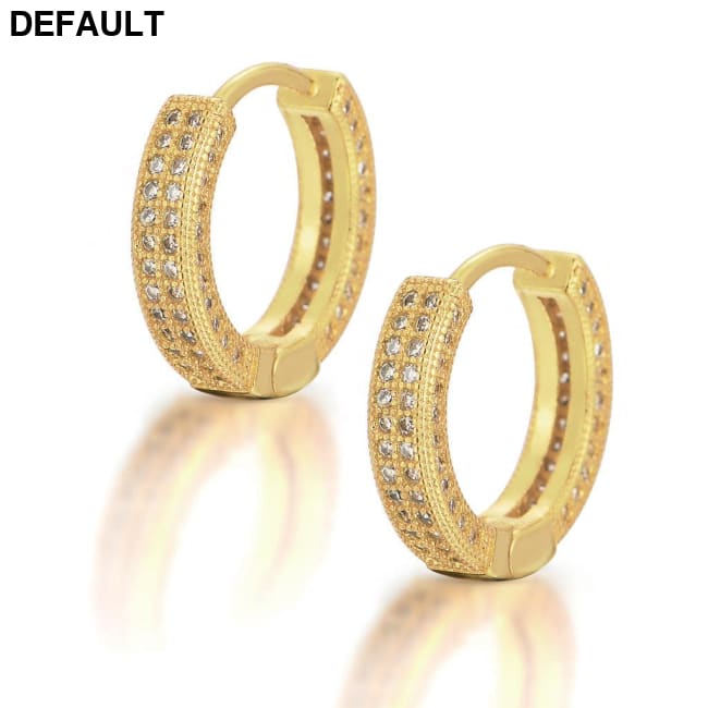 Hoop Earrings Micro Encrusted Zircon Stud Bling Hip Hop For Men And Women