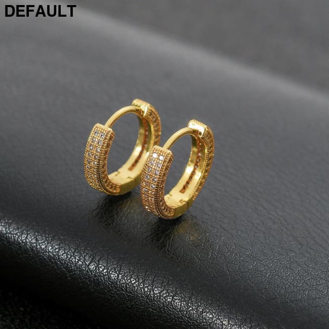 Hoop Earrings Micro Encrusted Zircon Stud Bling Hip Hop For Men And Women