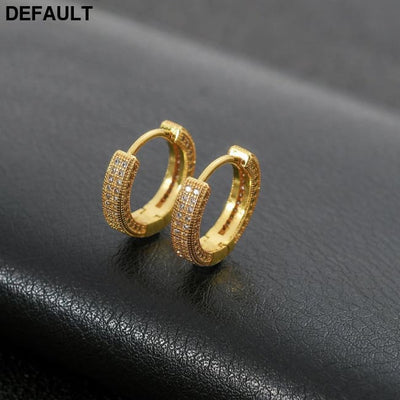 Hoop Earrings Micro Encrusted Zircon Stud Bling Hip Hop For Men And Women