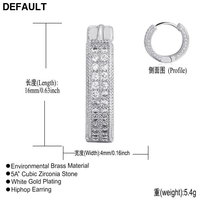 Hoop Earrings Micro Encrusted Zircon Stud Bling Hip Hop For Men And Women