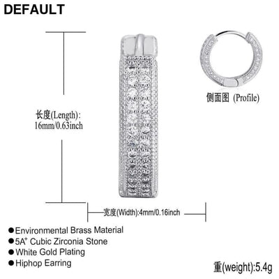 Hoop Earrings Micro Encrusted Zircon Stud Bling Hip Hop For Men And Women