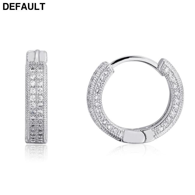 Hoop Earrings Micro Encrusted Zircon Stud Bling Hip Hop For Men And Women