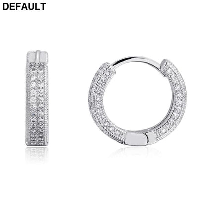 Hoop Earrings Micro Encrusted Zircon Stud Bling Hip Hop For Men And Women