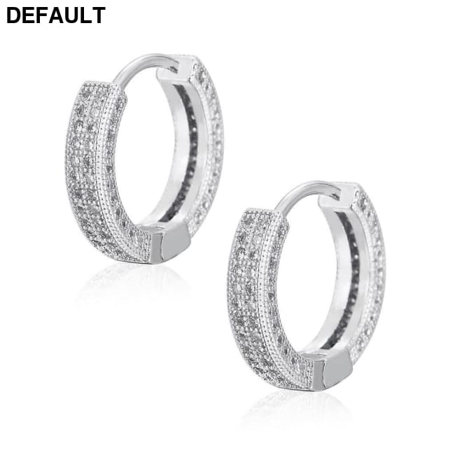 Hoop Earrings Micro Encrusted Zircon Stud Bling Hip Hop For Men And Women