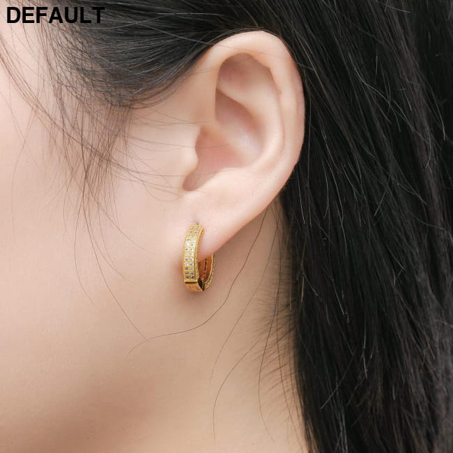 Hoop Earrings Micro Encrusted Zircon Stud Bling Men