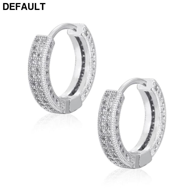 Hoop Earrings Micro Encrusted Zircon Stud Bling Men