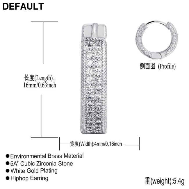 Hoop Earrings Micro Encrusted Zircon Stud Bling Men