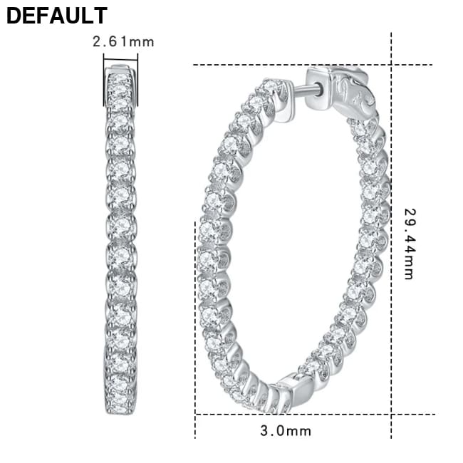Hoop Moissanite Earrings for Women GRA Certified 2mm D VVS1 s925 Sterling Silver Plated 18k White Gold Diamond Wedding