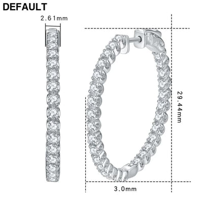 Hoop Moissanite Earrings for Women GRA Certified 2mm D VVS1 s925 Sterling Silver Plated 18k White Gold Diamond Wedding