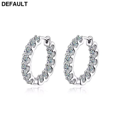 Hoop Moissanite Earrings for Women GRA Certified 2mm D VVS1 s925 Sterling Silver Plated 18k White Gold Diamond Wedding