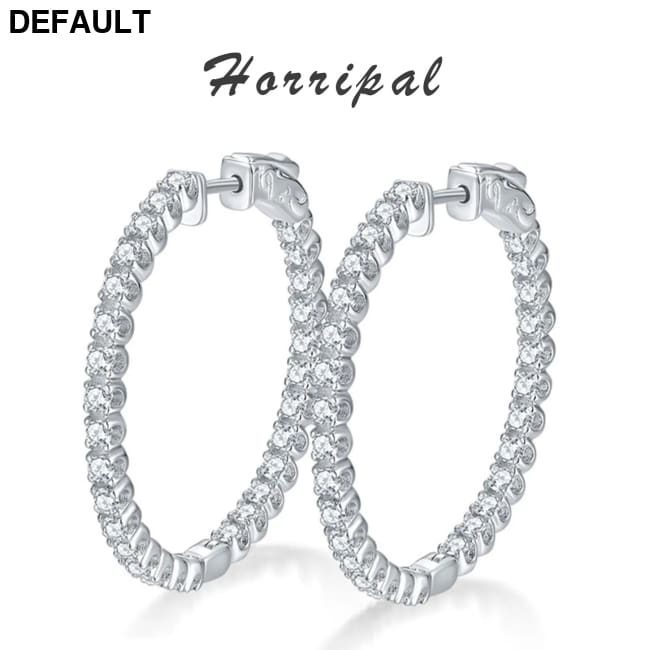 Hoop Moissanite Earrings for Women GRA Certified 2mm D VVS1 s925 Sterling Silver Plated 18k White Gold Diamond Wedding