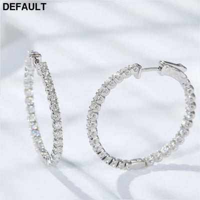 Hoop Moissanite Earrings for Women GRA Certified 2mm D VVS1 s925 Sterling Silver Plated 18k White Gold Diamond Wedding
