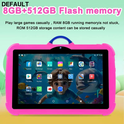 Hot Cartoon Pattern Kids Tablet 7 Inch Quad Core 8GB RAM 512GB ROM Android14.0 Learning Education Games Tablets