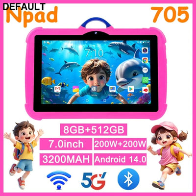 Hot Cartoon Pattern Kids Tablet 7 Inch Quad Core 8GB RAM 512GB ROM Android14.0 Learning Education Games Tablets