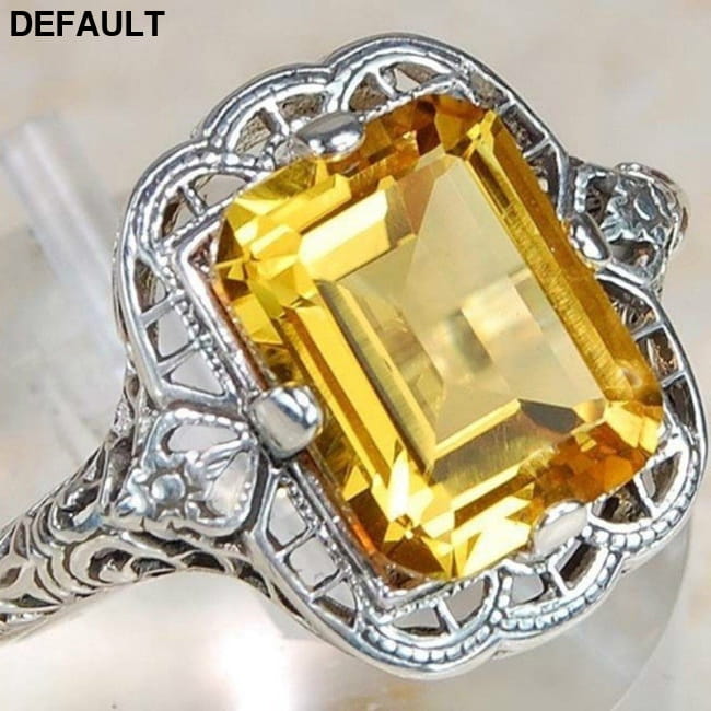 Hot new plated 925 silver diamond sapphire ring Champagne / 10 Wedding Rings