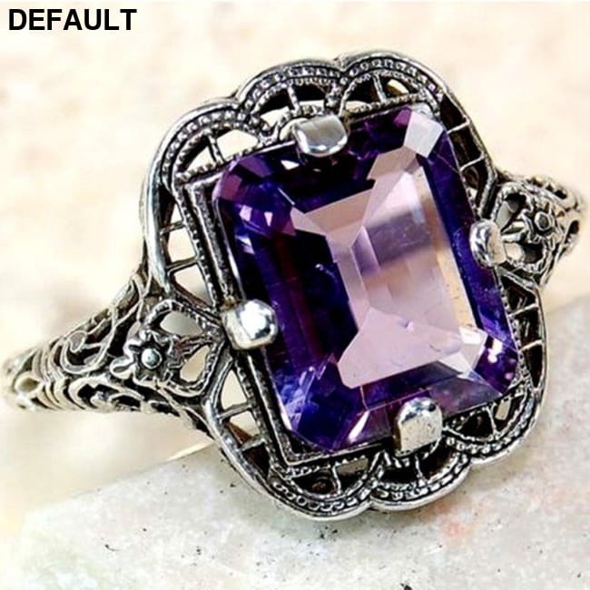 Hot new plated 925 silver diamond sapphire ring Purple / 10 Wedding Rings