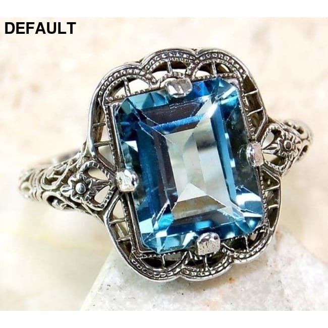 Hot new plated 925 silver diamond sapphire ring Sea blue / 10 Wedding Rings