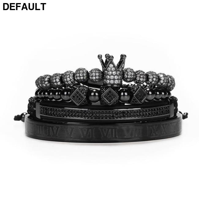 Hot Sale Classical Handmade Braiding Bracelet Gold Hip Hop Men Pave CZ Zircon Crown Roman Numeral Luxury Jewelry